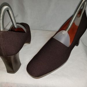 Joan Helpern Signature Womens Brown  Pump Block Heels Slip On Sz  7.5 M